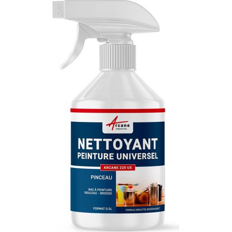 Nettoyage pinceau, solvant, peinture, diluant, tous types de peintures, vernis, lasure, brosse, rouleau - 0.5 L - ARCANE INDUSTRIES