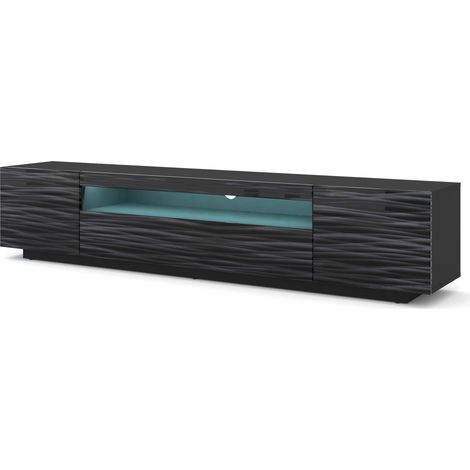 Mueble de TV universal Aura 200 cm colgante o independiente debajo del mueble de TV – bufé Hi-Fi – negro Sahara 3D con LED (1/5)