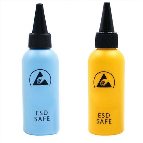 Lot de 2 flacons de solvant en plastique de 60 ml, distributeur ESD, bleu et jaune (1/5)