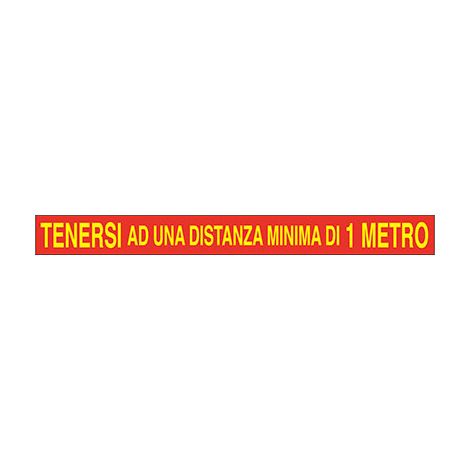 TARGA SEGNALETICA COVID ADESIVA TENERSI A DISTANZA  VINILE CM 100X7