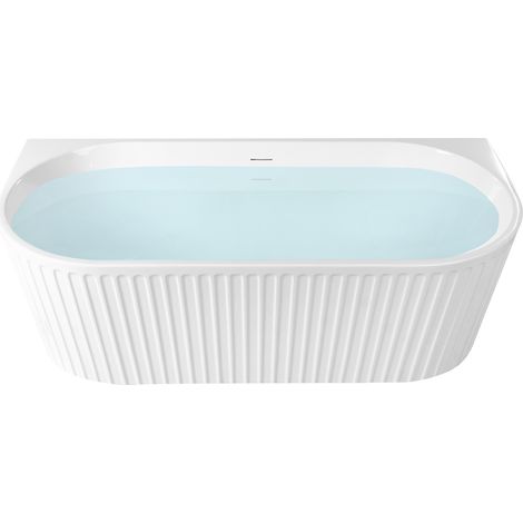 Bañera ovalada moderna 170 x 80 cm acabado acrílico acanalado baño mate blanco Serena
