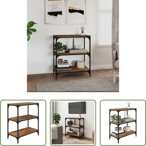 vidaXL Bibliothèque - Bibliothèque Chêne fumé 60x33x70,5cm Bois d'ingénierie et acier (1/5)