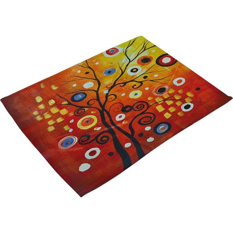 Tapis De Table Imprimé Arbre - Coton Et Lin Résistant À La Chaleur Lavable Pour Salle À Manger Cuisine - Lot De 2 (1/3)