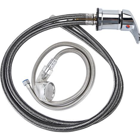 Ensemble de commutateur de pulvérisateur de robinet de lit de shampooing placage de chrome d'alliage de zinc pour le salon de beauté de club Barbershop SPA (1/5)