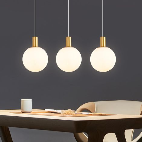 ZMH Suspension Table à Manger Lampe Suspendue en Verre - E27 Suspension Or 3 Ampoules Lampe de Cuisine Suspendue Lampe à Suspension Réglable en Hauteur Moderne pour Salle à Manger Cuisine Chambre Bure (1/5)