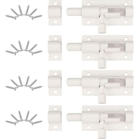 Cerradura de puerta de 4 piezas, cerradura de puerta interior con 24 tornillos, pestillo para puerta corredera, pestillo de puerta, cerrojo, pestillo deslizante, para puerta de jardín, cobertizo, baño