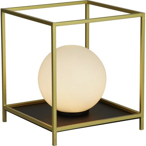 Searchlight Block Lampe de table en métal doré et verre opale