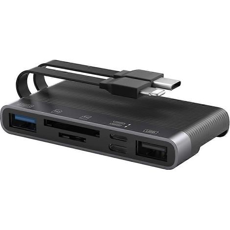 Station d'accueil USB-C Lightning avec hub adaptateur multiport, lecteur de carte SD et dongle USB (1/5)