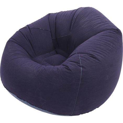 Fauteuil gonflable pliable et portable, épais et stable, avec support intégré, idéal pour le camping et les activités de plein air (bleu foncé). (1/5)