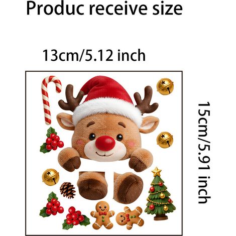 Adorables autocollants muraux de Noël représentant des rennes pour le salon et la chambre - JT6038 (1315cm)