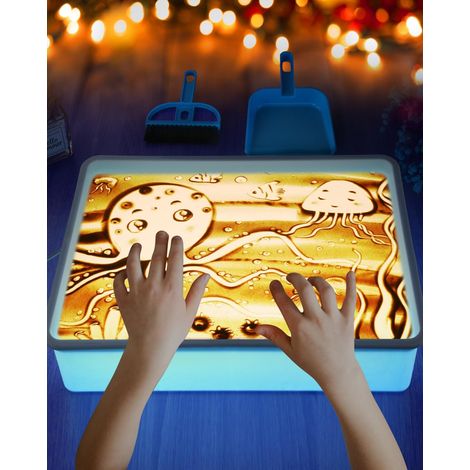 Peinture au Sable Bac à Lumière Pour Enfants - 4 Paquets de Sable Naturel, Plateau et Ensemble de Jouets Sensoriels à Partir de 3 Ans (1/5)