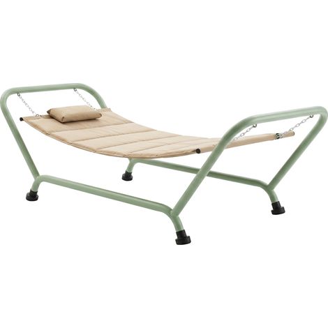 Levia  -  Amaca Da Giardino 233x86x95 cm Con Supporto in Metallo e Cuscino per Esterno in Tessuto Beige (1/5)