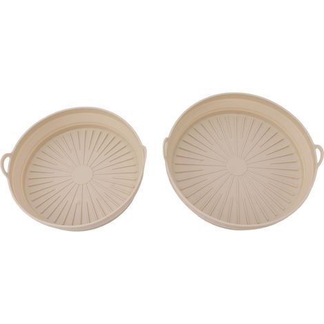 2 Pièces Doublures en Silicone pour Friteuse, Panier Pliable Réutilisable, Pot en Silicone pour Friteuse de Cuisine, Beige (1/5)