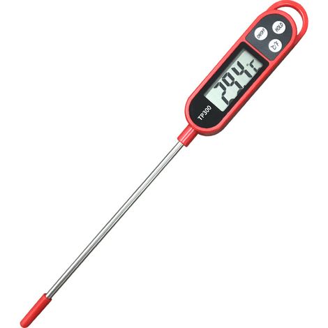 Thermomètre alimentaire numérique – Thermomètre de cuisson à lecture instantanée avec écran LCD et longue sonde, rouge (1/4)
