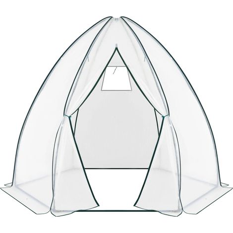 Serra a tepee da giardino in acciaio e PE bianco 240 x 200 x 240 cm (1/5)