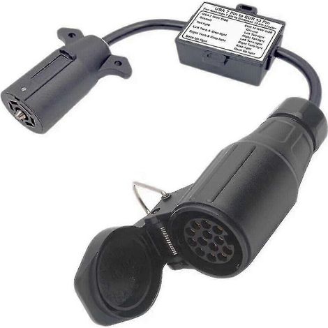 Adaptateur compatible pour feux de remorque, prise plate à 7 broches (véhicules américains) vers prise ronde de 13 pouces (UE TRA-B17) (1/5)