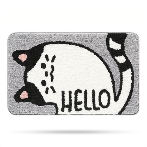 Tapis de Salle de Bain en Forme de Chat Mignon, Extra Doux et Absorbant, Lavable en Machine, Tapis antidérapant pour Baignoire, Douche et Salle de Bain, 40x60cm