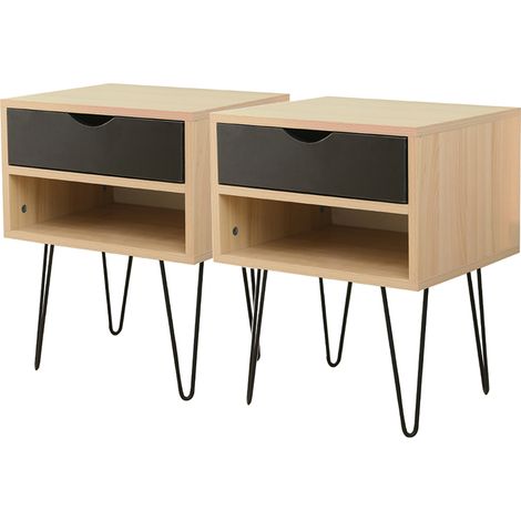 Table de Chevet, Table de Nuit 1 Tiroir, 403450cm, Table d'Appoint, Style Industriel, Chambre, Facile à Monter (1/5)