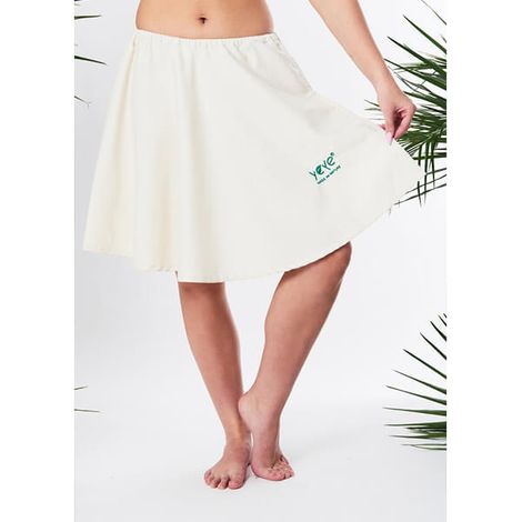 Jupe pour maîtresse de sauna avec ceinture élastique 100% coton naturel yeye Made in Nature Écru L (1/5)