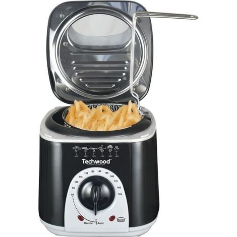 Friteuse Techwood TFF-86 1L 950W - 2 en 1 Fondue, Bac à huile de capacité 1L - coloris Noir (1/2)
