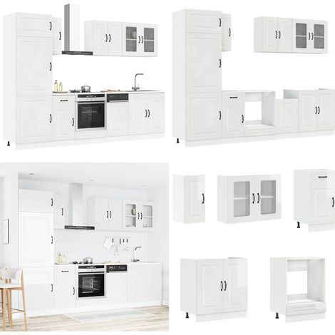 vidaXL 8-tlg. Küchenschrank-Set Kalmar Hochglanz-Weiß Holzwerkstoff (1/5)
