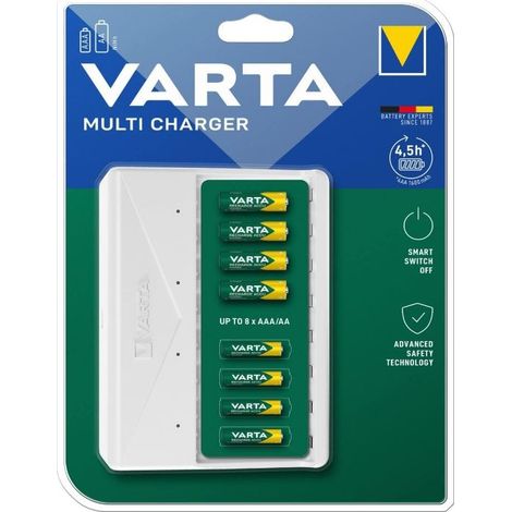 Cargador Varta Multi Charger 57659, 8 Ranuras AA/AAA, Carga Individual