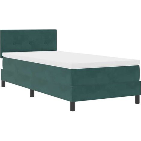 Matelas à ressorts LED, avec matelas, vert foncé, 80 x 200 cm, tissu velours. (1/5)