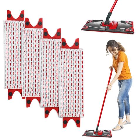 Confezione da 4 pezzi compatibile con il kit di ricambio per testina di mocio spray Vileda 1-2, compatibile con i panni di ricambio per mocio Vileda UltraMax/UltraMax Plus/Easy Wring UltraMax. (1/5)