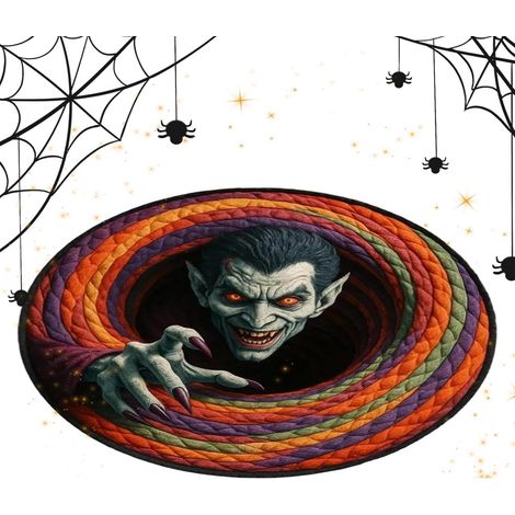 Tapis Illusion d'optique Carpette Ronde Halloween 60 cm avec Dos Carpette Décorative d'Accent Festive pour la Maison Idéal Pour Célébrations Maison Appartement Salon Bureau Chambre (1/5)
