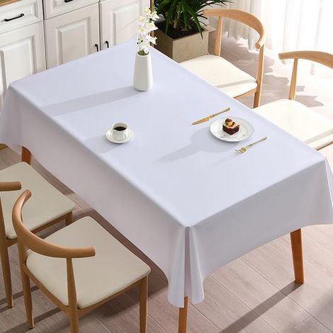 Nappe rectangulaire, antitache, lavable et imperméable, idéale pour les restaurants, les jardins, les fêtes ou un usage privé. Blanche, 140 x 200 cm (1/5)