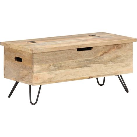 Baúl madera maciza de mango 90x40x45 cm vidaXL
