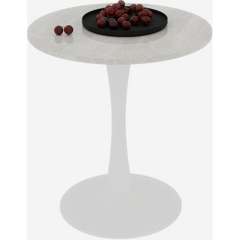 Table basse ronde blanche moderne en marbre artificiel, table d’appoint style contemporain pour salon, coin lecture ou salle à manger, 2 à 4 personnes – CHICFURN (1/5)