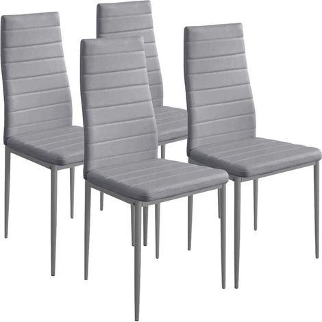 Set 4 Sedie Moderne sala Pranzo Salotto Cucina Seduta Imbottita Ecopelle Grigio (1/5)