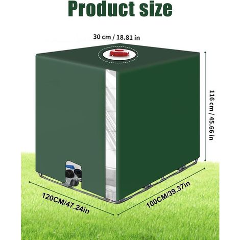1000-Liter-IBC-Tankabdeckung, Wassertankabdeckung, grüne UV-beständige IBC-Tankabdeckung für 1000-Liter-IBC-Tanks (120 x 100 x 116 cm) (1/5)