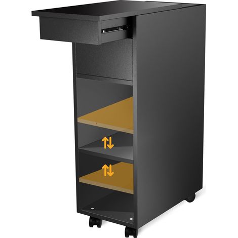 Haloyo® Moderner rollender Beistelltisch, Teil eines Sofas, Couchtisch, geeignet für das Wohnzimmer und das Schlafzimmer, Maße: 45x25x70cm, schwarz (1/5)