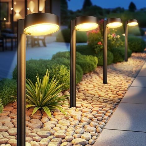 Lampe Solaire Exterieur Jardin, 4 Pièces Modernes Lumiere Solaire Exterieur avec Super Lumineux LED, Étanches Decoration Jardin Exterieur pour Pelouse, Terrasse, Cour, Trottoir, Cadeaux [Classe énergé