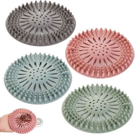 Filtre à Cheveux en Silicone 4 pièces, Protecteur de vidange Universel, Peut être utilisé dans la Salle de Bain, la Baignoi Heerico (1/4)