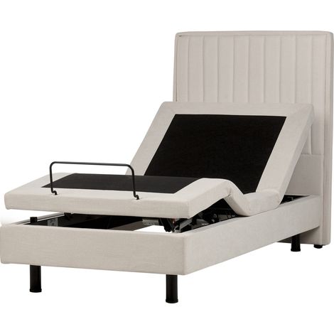 Cama articulada eléctrica moderna mando a distancia ajustable tapicería de tela beige claro 90 x 200 cm Duke II
