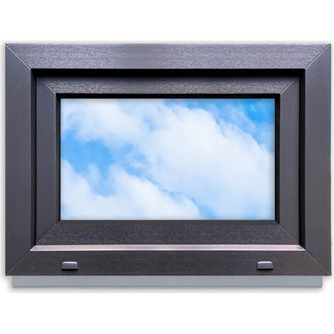 Finestra in PVC ANTRACITE 70x50 SINISTRA, NUOVA 700x500 mm a ribalta e a battente, doppio vetro