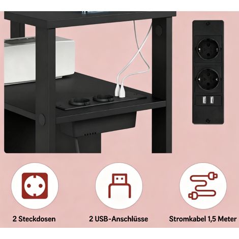 Table d'appoint moderne et étroite avec prise électrique, guéridon compact pour canapé, table d'appoint unique (1 pièce) (1/5)