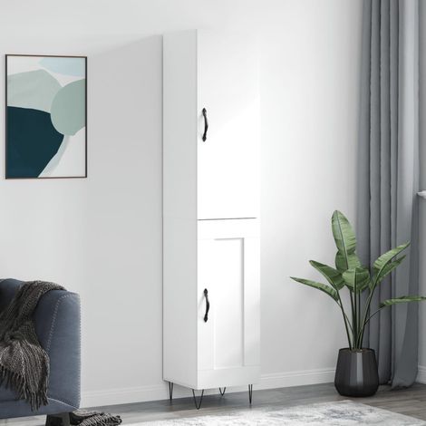 Aparador alto madera contrachapada blanco 34,5x34x180 cm vidaXL (1/5)