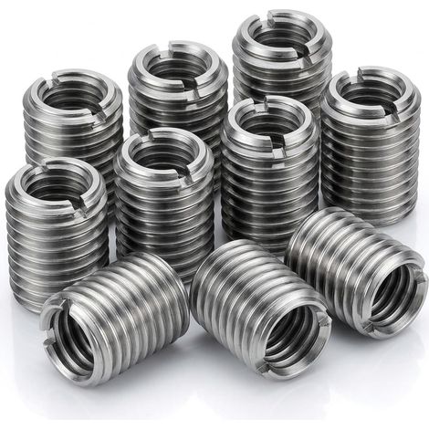 Lot de 10 inserts filetés M6 vers M4, en acier inoxydable, douille filetée de 15 mm, inserts autotaraudeuses pour automobile, turbines à vapeur et appareils mécaniques, outil de réparation (1/5)