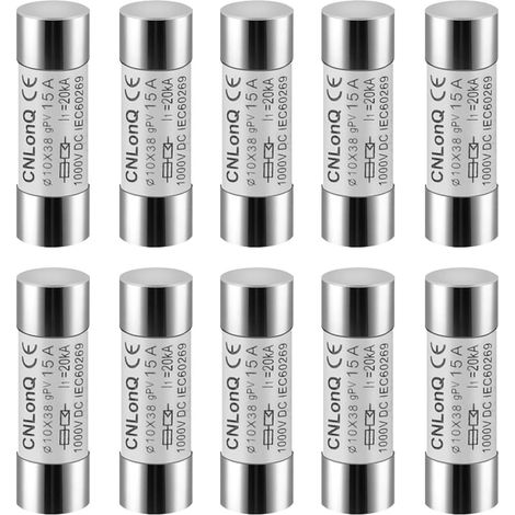 10 x 10 x 38mm 1000V DC 15A Photovoltaic Fuse for DC Solar Photovoltaic Power Generation Systems Protection (1/5)