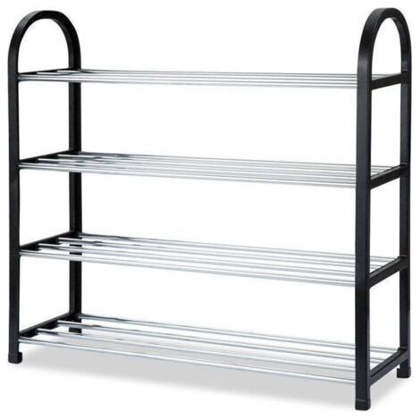 Rangement chaussure, étagère à chaussure de la tour de rangement du Cabinet Organisateur En Plastique Aluminium Métal DIY Maison Chaussures Étagère pour Hall Entrée (4 niveaux) (1/5)