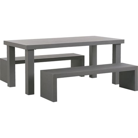 Garden Dining Set with Benches 4 Seater TARANTO Concrete Grey