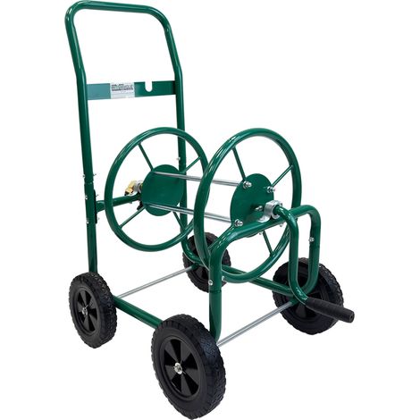 Schlauchwagen Basic 4 Räder 95,5 x 58 cm Stahl, für 50 m Gartenschlauch 3/4" Anschluß grün (1/5)