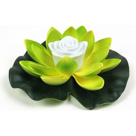 Lumière de Lotus, décoration de Bassin Flottant Solaire Fleur de Lotus LED changeant de Couleur de Fleurs Nuit Lampe de lumière pour Pool Party Garden House--vert