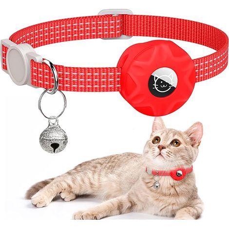 Wasserdichtes Katzenhalsband mit AirTag-Halterung und Sicherheitsverschluss, 3/8 Zoll breit, kompatibel mit dem Apple AirTag GPS-Tracker für Katzen und Welpen.