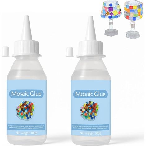 Colle pour carrelage en mosaïque époxy non toxique à séchage rapide 2x100ml imperméable résistant aux UV pour céramique, verre, bois, plastique, artisanat DIY, adhésif à forte adhérence (1/5)