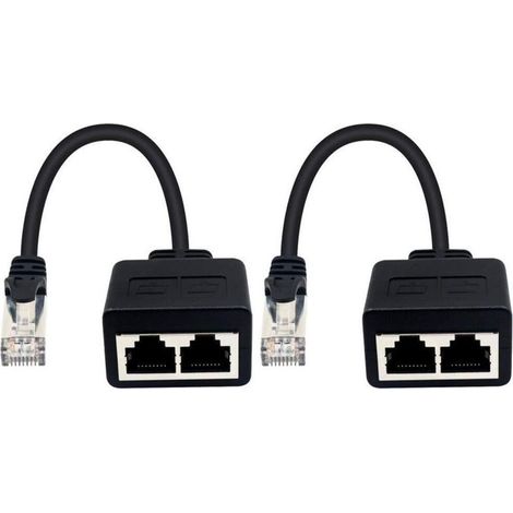 Adaptateur RJ45 1 mâle vers 2 femelles pour extension de câble Ethernet LAN (utiliser simultanément) Surfez en ligne en même temps (1/5)